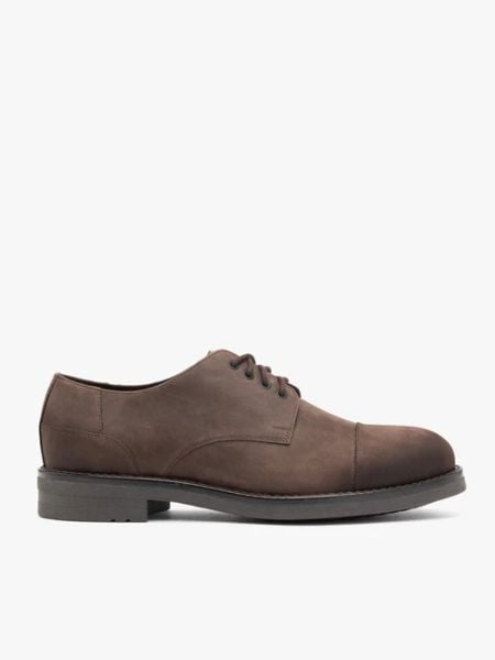 Brązowe półbuty ze skóry licowej. Brązowe eleganckie półbuty Ryłko, bez wzorów, ze skóry, bez obcasa, na płaskiej podeszwie, bez zapięcia. Za 499.99 zł.