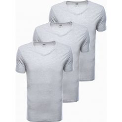 Zestaw koszulek bawełnianych 3-pak - szare V10 Z29 - XXL. Szare t-shirty Ombre Clothing, l, bez wzorów, z bawełny, bez kołnierzyka, bez ramiączek. Za 69.99 zł.