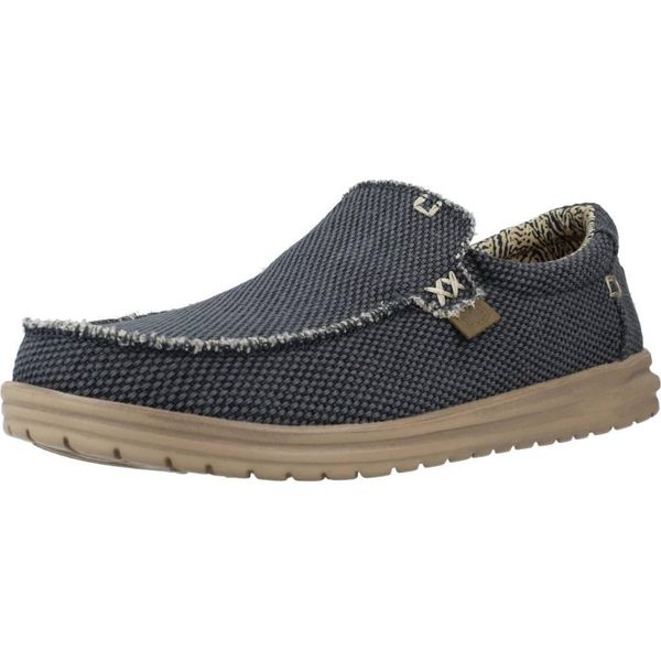 HeyDude Męskie Mokasyny Mikka Braided. Niebieskie mokasyny Hey dude, bez wzorów, z materiału, bez obcasa, bez zapięcia. Za 299.00 zł.