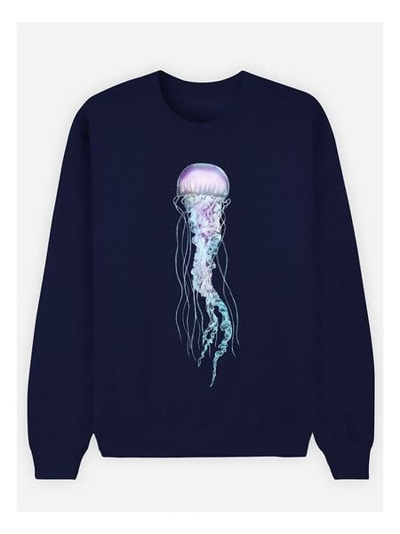 WOOOP Bluza "Space Jelly" w kolorze granatowym rozmiar: XS. Niebieskie bluzy Wooop, xs, bez wzorów, bez kaptura. Za 78.47 zł.