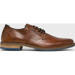 Bullboxer - Półbuty. Brązowe eleganckie półbuty Bullboxer, bez wzorów, z materiału, z okrągłym noskiem, bez obcasa, bez zapięcia. W wyprzedaży za 189.90 zł.