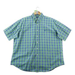 Second life - Koszula klasyczna męska w kratę - Stan bardzo dobry. Niebieskie koszule RALPH LAUREN, m, bez wzorów, z jeansu, bez kołnierzyka, bez ramiączek. Za 190.96 zł.