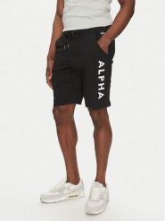 Alpha Industries Szorty sportowe 116366 Czarny Regular Fit. Czarne krótkie spodenki sportowe Alpha Industries, l, bez wzorów, z bawełny. Za 129.99 zł.