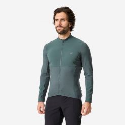 Kurtka rowerowa MTB męska Rockrider 500 ciepła. Zielone kurtki ROCKRIDER, m, bez wzorów, z materiału, bez kaptura. Za 179.99 zł.