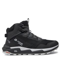 Trekkingi ALPINE PRO. Czarne botki sznurowane Alpine Pro, bez wzorów, bez obcasa, bez zapięcia. Za 479.99 zł.
