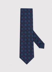 PAKO LORENTE – Wzorzysty granatowy krawat męski. Niebieskie krawaty i muchy Pako Lorente, bez wzorów, z poliesteru. Za 99.99 zł.
