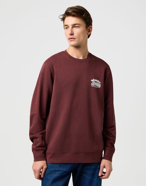 MESKA BLUZA WRANGLER AMERICANA CREW DECADENT CHOCOLATE 112371680. Czarne bluzy Wrangler, l, bez wzorów, bez kaptura. Za 199.99 zł.