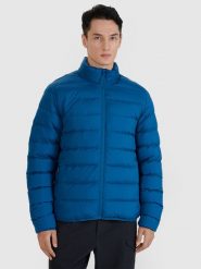 4F Kurtka puchowa z wypełnieniem naturalnym męska - turkusowa XL. Niebieskie kurtki 4F, m, bez wzorów, z dzianiny, bez kaptura. Za 499.99 zł.