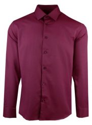 Elegancka, Męska Koszula, Taliowany Krój - Victorio - Bordowa. Czerwone koszule Victorio, m, bez wzorów, z bawełny, bez kołnierzyka, bez ramiączek. Za 139.00 zł.