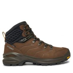 Trekkingi Grisport. Brązowe botki sznurowane Grisport, bez wzorów, bez obcasa, bez zapięcia. Za 399.99 zł.