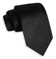 Czarny Klasyczny Szeroki Krawat -Angelo di Monti- 7 cm, Męski, w Tłoczony Prążek. Czarne krawaty i muchy Angelo di Monti, bez wzorów. Za 45.00 zł.