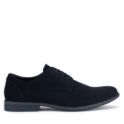 Półbuty Lanetti. Niebieskie eleganckie półbuty Lanetti, bez wzorów, bez obcasa, bez zapięcia. Za 119.99 zł.