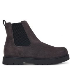 Sztyblety Birkenstock. Szare botki sznurowane Birkenstock, bez wzorów, bez obcasa, bez zapięcia. Za 854.99 zł.