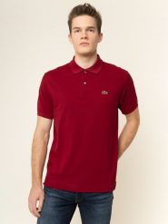 Lacoste Polo L1212 Bordowy Classic Fit. Czerwone koszulki polo LACOSTE, l, bez wzorów, z bawełny, bez kołnierzyka, bez ramiączek. Za 309.99 zł.