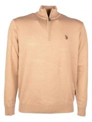U.S. Polo Assn. Sweter w kolorze beżowym rozmiar: S. Brązowe swetry nierozpinane U.S. Polo Assn., s, bez wzorów, z bawełny, bez kołnierzyka, bez ramiączek. Za 122.67 zł.
