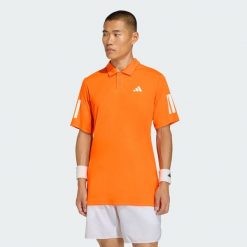Koszulka Club Tennis 3-Stripes Polo. Brązowe koszulki polo Adidas, bez wzorów, z materiału, bez kołnierzyka, bez ramiączek, tenisowe. Za 199.00 zł.