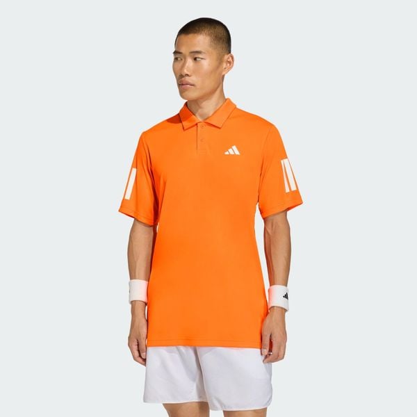 Koszulka Club Tennis 3-Stripes Polo. Brązowe koszulki polo Adidas, bez wzorów, z materiału, bez kołnierzyka, bez ramiączek, tenisowe. Za 199.00 zł.