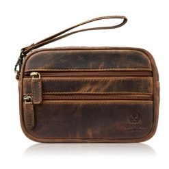 Saszetka męska skórzana do ręki vintage brązowa Paolo Peruzzi T-129-HBR. Brązowe torby na ramię bez wzorów, ze skóry, do ręki, bez dodatków. Za 129.00 zł.