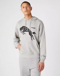 WRANGLER 75TH ANNI HOODIE MĘSKA BLUZA Z KAPTUREM MID GREY MEL W645HTX37 112146184. Szare bluzy Wrangler, m, bez wzorów, z kapturem. Za 149.99 zł.