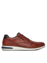 Rieker Półbuty 11303-24 Brązowy. Brązowe eleganckie półbuty Rieker, bez wzorów, ze skóry, bez obcasa, bez zapięcia. Za 419.99 zł.
