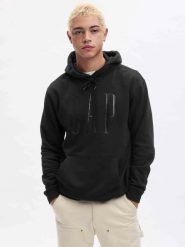 Bluza męska GAP Shine Logo Hoodie. Czarne bluzy z kapturem GAP, m, bez wzorów, z bawełny, z kapturem. Za 149.99 zł.