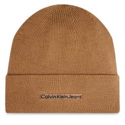 Czapka Calvin Klein. Brązowe czapki zimowe CALVIN KLEIN, bez wzorów. Za 199.99 zł.