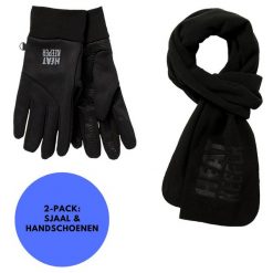 Zestaw termo unisex Szalik/Rękawiczki. Czarne rękawiczki HEAT KEEPER, bez wzorów, z poliamidu. Za 164.54 zł.