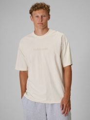 4F Regular Size: T-shirt loose z nadrukiem 4F | Tomasz Fornal - kremowy L. Białe t-shirty 4F, l, z aplikacjami, z bawełny, bez kołnierzyka, bez ramiączek. Za 99.99 zł.