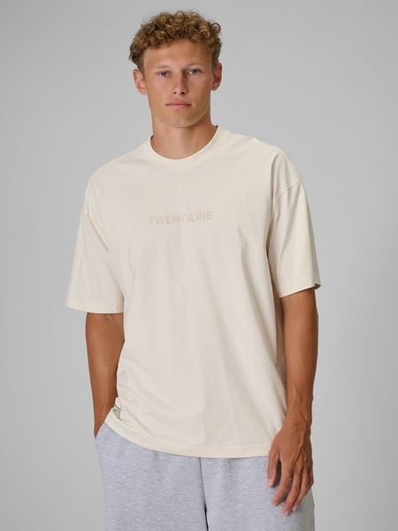 4F Regular Size: T-shirt loose z nadrukiem 4F | Tomasz Fornal - kremowy L. Białe t-shirty 4F, l, z aplikacjami, z bawełny, bez kołnierzyka, bez ramiączek. Za 99.99 zł.