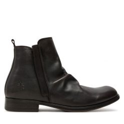 Sztyblety Fly London. Brązowe botki sznurowane Fly London, bez wzorów, bez obcasa, bez zapięcia. Za 679.99 zł.
