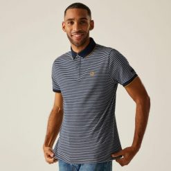 Koszulka turystyczna polo męska Tiver. Niebieskie koszulki polo Regatta, m, bez wzorów, z bawełny, bez kołnierzyka, bez ramiączek, trekkingowe. W wyprzedaży za 92.30 zł.