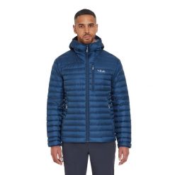 Kurtka puchowa męska Rab Microlight Alpine Jacket z kapturem. Niebieskie kurtki RAB, m, bez wzorów, z puchu, z kapturem. W wyprzedaży za 903.10 zł.