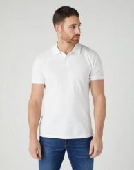 WRANGLER POLOSHIRT MĘSKA KOSZULKA POLO WHITE W7X7K4989. Białe koszulki polo Wrangler, m, bez wzorów, bez kołnierzyka, bez ramiączek. Za 89.90 zł.