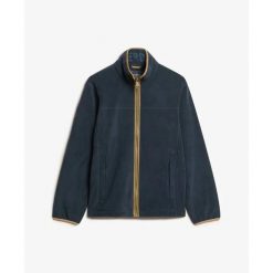 Polar zapinany na zamek błyskawiczny Superdry Estate. Niebieskie bluzy z polaru Superdry, m, bez wzorów, z polaru, bez kaptura. Za 428.40 zł.