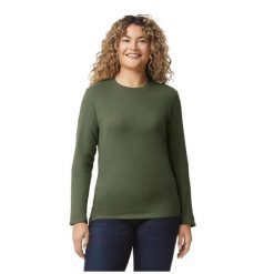 Koszulka Z Długim Rękawem Dla Dorosłych Unisex Soft Touch. Zielone bluzki z długim rękawem GILDAN, xl, bez wzorów, bez kołnierzyka, bez ramiączek. Za 49.99 zł.