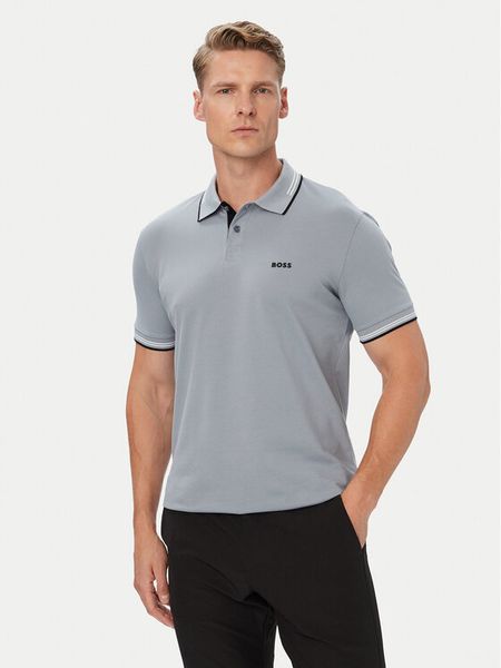 BOSS Polo Paul 50506193 Szary Regular Fit. Szare koszulki polo Boss, l, bez wzorów, z bawełny, bez kołnierzyka, bez ramiączek. Za 449.99 zł.