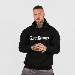 Bluza męska fitness z kapturem czarna PRO Hoodie. Czarne bluzy z kapturem GYMBEAM, m, bez wzorów, z bawełny, z kapturem. Za 88.90 zł.