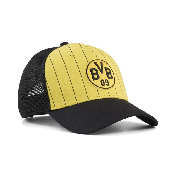 Czapka typu trucker Borussia Dortmund KING PUMA. Czarne czapki z daszkiem Puma, na wiosnę, bez wzorów. Za 129.00 zł.