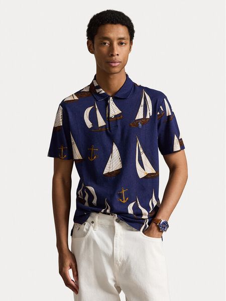 Polo Ralph Lauren Polo 710B19235001 Granatowy Regular Fit. Niebieskie koszulki polo Polo Ralph Lauren, l, bez wzorów, z bawełny, bez kołnierzyka, bez ramiączek. Za 989.99 zł.