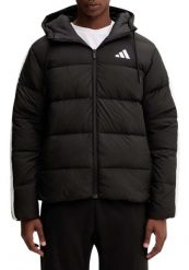 Kurtka męska ADIDAS Essentials Climawarm 3 Stripes Puffer Down Hooded. Czarne kurtki Adidas, m, bez wzorów, z materiału, bez kaptura. Za 473.99 zł.