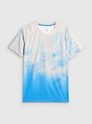 4F Koszulka do biegania szybkoschnąca męska - szara M. Szare t-shirty 4F, m, bez wzorów, z dzianiny, bez kołnierzyka, bez ramiączek. Za 129.99 zł.