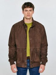 Kurtka męska zamszowa brązowa Finsur 803. Brązowe kurtki BIG STAR, na lato, l, bez wzorów, z bawełny, bez kaptura. Za 999.99 zł.