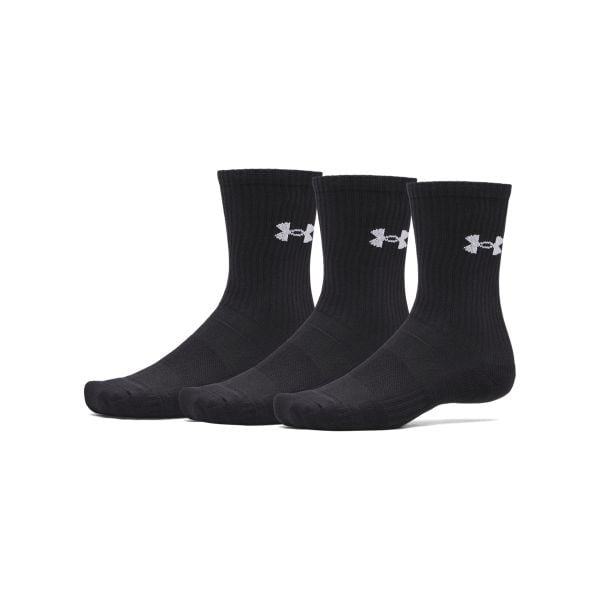 Under Armour UA PERFORMANCE COTTON 3P CRW Skarpety męskie. Czarne skarpety Under Armour, bez wzorów, z bawełny. W wyprzedaży za 51.99 zł.