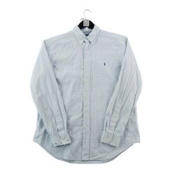 Second life - Klasyczne koszule męskie w kratę - Jak nowy. Białe sztyblety RALPH LAUREN, bez wzorów, z jeansu, bez obcasa, bez zapięcia. Za 212.96 zł.