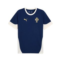 Treningowa koszulka Portugalii 2025/26. Niebieskie t-shirty sportowe Puma, bez wzorów, bez ramiączek, do piłki nożnej. Za 246.50 zł.