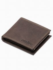 Portfel męski skórzany - brązowy A092 - uniwersalny. Brązowe portfele Ombre Clothing, bez wzorów, z materiału. Za 71.99 zł.