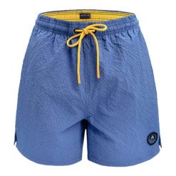 Luźne Spodenki Kąpielowe (Plażowe) - PAKO JEANS - Niebieskie. Niebieskie kąpielówki Pako Jeans, l, bez wzorów, z jeansu. Za 107.00 zł.