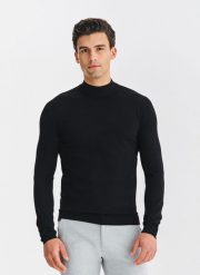 PAKO LORENTE – Czarny półgolf męski. Czarne swetry nierozpinane Pako Lorente, na jesień, m, bez wzorów, z poliesteru, bez kołnierzyka, bez ramiączek. Za 199.99 zł.