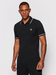 Calvin Klein Jeans Polo J30J315603 Czarny Slim Fit. Czarne koszulki polo Calvin Klein Jeans, m, bez wzorów, z bawełny, bez kołnierzyka, bez ramiączek. Za 299.99 zł.