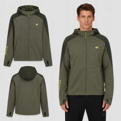 BLUZA MĘSKA 4F DRESOWA ROZPINANA Z KAPTUREM SPORTOWA KOLOR ZIELONY. Zielone bluzy z kapturem 4F, l, bez wzorów, z dresówki, z kapturem. Za 147.00 zł.